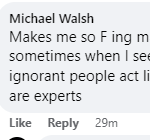Michael Walsh Ignorant People Facebook Comment