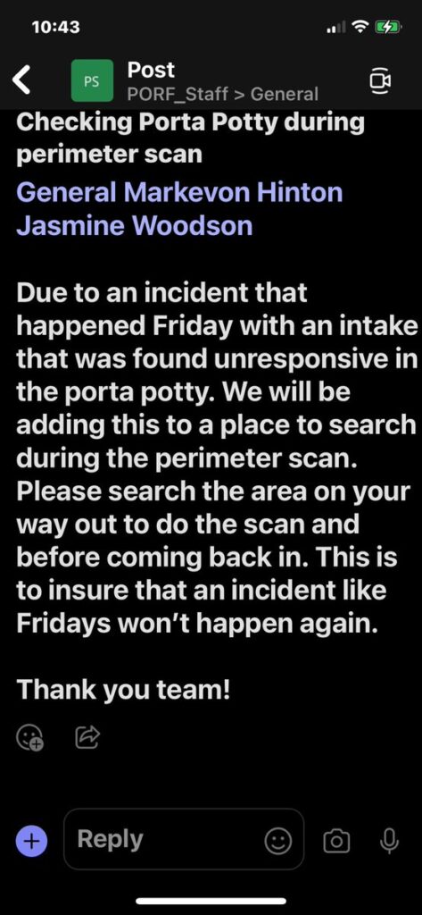 Teams message about patient being found unresponsive
